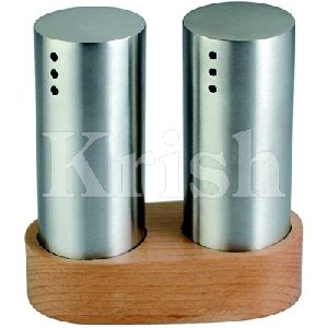 Slim Salt & Pepper With Wooden Stand