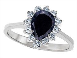 Black PEAR SHAPE Moissanite Diamond Ring