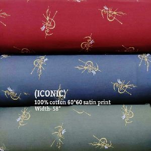 Cotton Satin Print Shirting Fabric