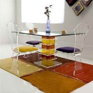 Acrylic Square Dining Table Set