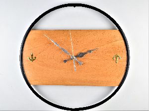 Noor Handicrafts Nautical Handcrafted Wooden Premium Antique Wall Decor Wooden Clock with Black Ring