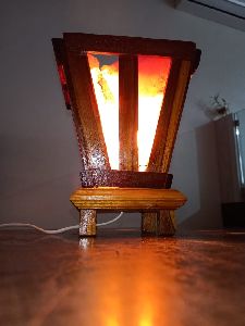 V Shaped Wooden Himalayan Salt Lamp