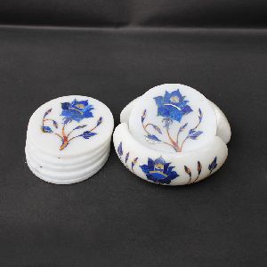 Handcrafted Marble Coaster Set