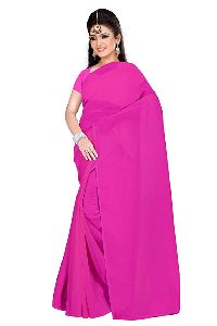 Blouse piece women solid georgette plain saree