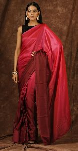 Pink &amp; Maroon Satin Saree