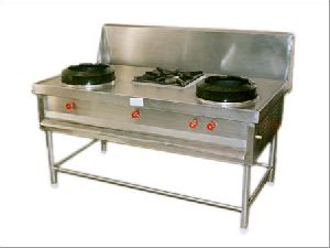 Stainless Steel Chinese Double Burner Cooking Range
