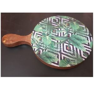 Wooden Platter with Printed Design