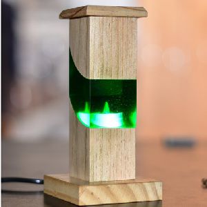 Wooden Resin Lamp Green Wave