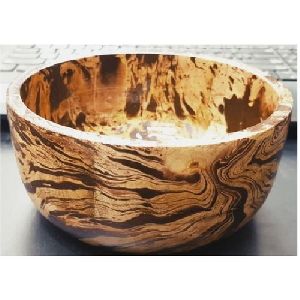 Wooden Textured Bowl 8In