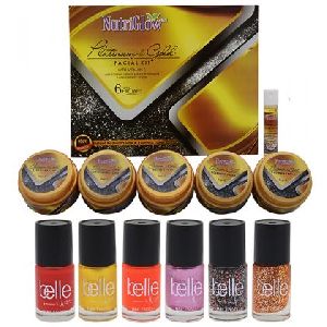 NutriGlow Pack of Platinum and Gold Facial kit with 6 Nail Paints