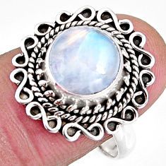 4.68cts natural rainbow moonstone 925 silver solitaire ring size 8.5 p92555