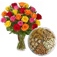 Mixed Roses with Assorted Dry Fruits Combo