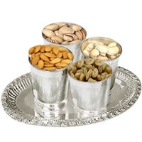 Silver Plated Glasses and Tray with Dry Fruits
