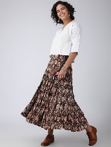 Cotton Long Tier Skirt