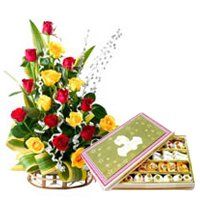 Assorted Roses and Mixed Sweets Gift Set