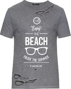 GREY HALF SLEEVE BEACH T-SHIRT