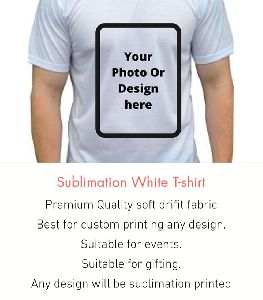 Customised Sublimation White Polyester Tshirt Your Design or Photo Printed