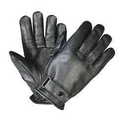 Black Plain Leather Gloves