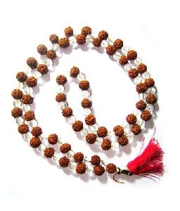 Natural Crystal and Rudraksha Mala knotted 108+1 Beads jap mala