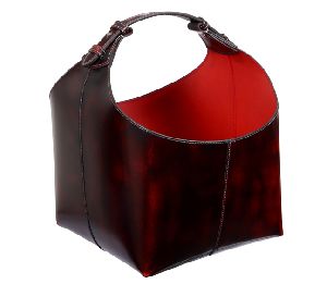 Burgundy Pullup Leather Double Buckle Magazine Holder