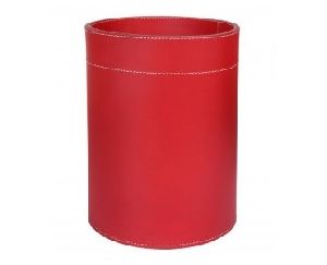 Red Leather Waste Paper Basket