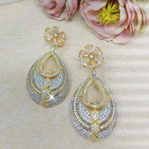 American Daimond Studded Dangler Earrings