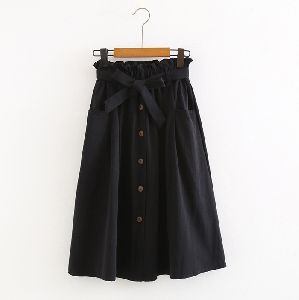 A Line Black Semi Formal Skirt