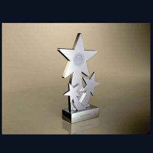 3 Silver Star Metal Trophy