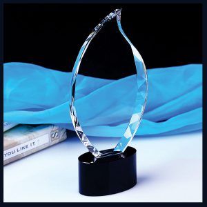 Crystal Clear Transparent Flame Style Glass Trophy