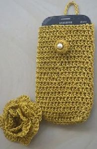 Crochet Golden Mobile Pouch