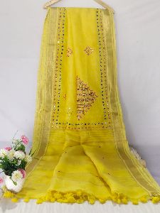 Linen Handwork Saree