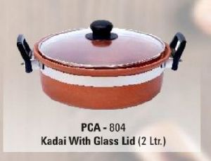 2 Ltr Terracotta Round Kadai With Glass Lid