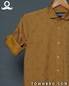 Yellow Full Sleeves Printed Shirt