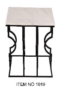 Iron Black Coffee Table With White Marble