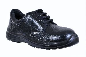 Pure Black Leather Safety Shoes