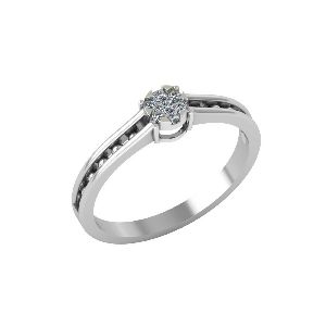 14K White Gold Diamond Ring for Women 0.113 CT Natural Diamonds (SI Clarity, I-J Color) Round Cut