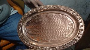 Hammered Metal Copper Serving Tray, Size : Standard