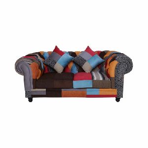 Rajtai Multi Color Design Velvet Sofa
