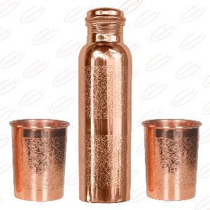 Embossed Copper Bottle Glass Gift Set