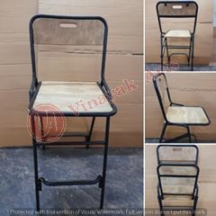 Iron and wooden bar chair