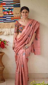 Tasar silk work saree