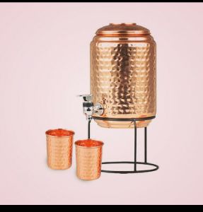 Copper water dispenser with glasses