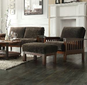 Hills Mission-Style Oak Chair Sofa and Ottoman