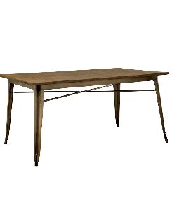 Industrial Dining Table with Wooden Top