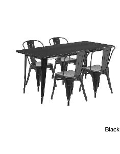 Metal Industrial Dining Table Set with 4 Chairs