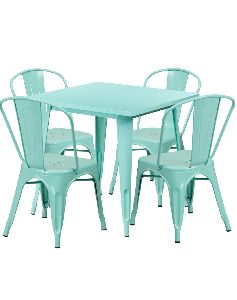 Metal Industrial Dining Table Set with 4 Chairs