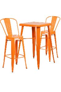 Metal Table Set with 2 Bar Chairs
