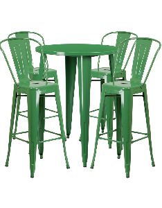 Round Metal Table Set with 2 Cafe Chairs