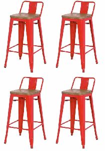 Set of 4 Bar Chair with Wooden Top