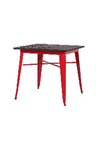Wood Top Iron Base Dining Table